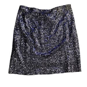 Solitaire Women’s Sequin Skirt Navy Royal Blue Blingy Party Short A-line‎ Sz M